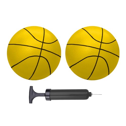 Mini Basketball Set Yellow 2 Pack for Toddlers, Kids, and Teenagers