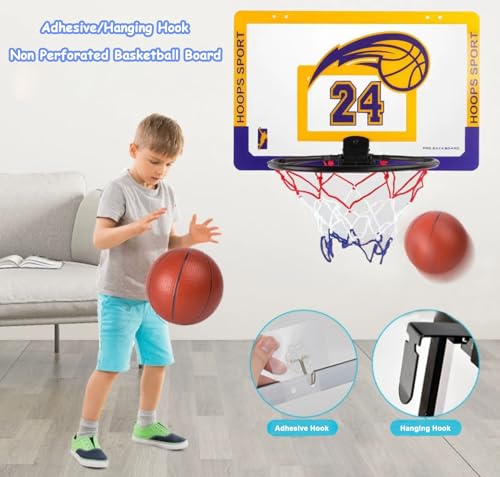 Indoor/Outdoor Mini Basketball Hoop Set for Kids and Adults - Includes Basketball and Air Pump