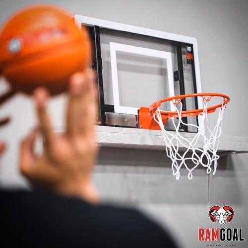 Wall-Mounted Indoor Mini Basketball Hoop for Kids and Adults | 24 Shatter-Resistant Backboard with Breakaway Rim