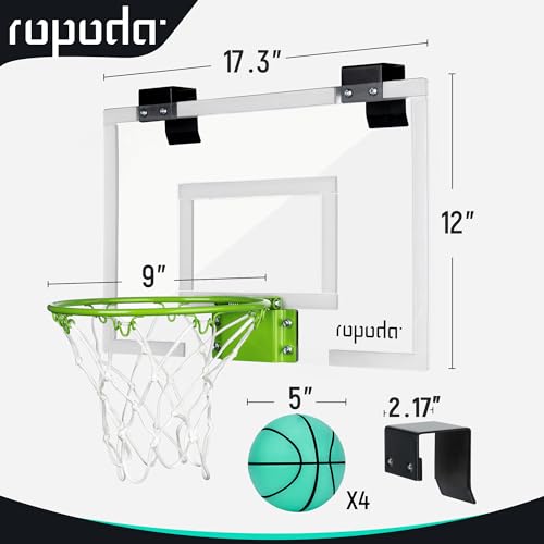 Indoor Glow-in-the-Dark Mini Basketball Hoop for Teens and Adults - Includes 4 Balls and Pump