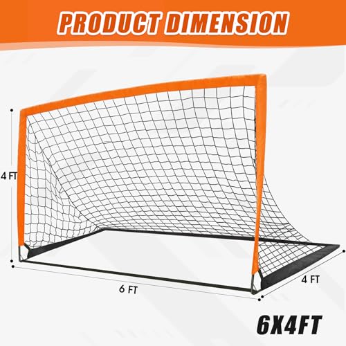 KTRIO 6x4 ft Portable Soccer Goal Net for Backyard - Large Goals for Kids and Teens