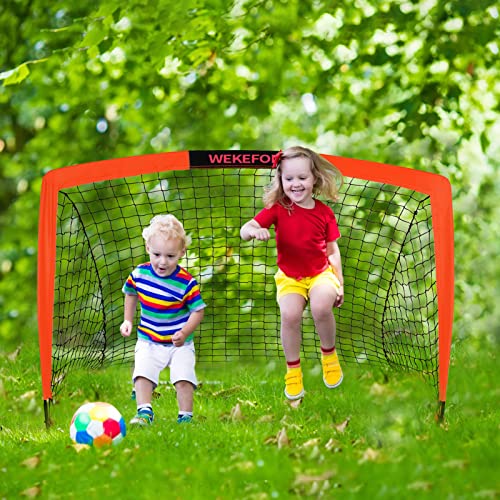 WEKEFONSoccer Goal Set for Kids & Youth: 2 Pieces, Size 3.6x2.7', Portable & Foldable Pop-Up Net w/ Carry Bag