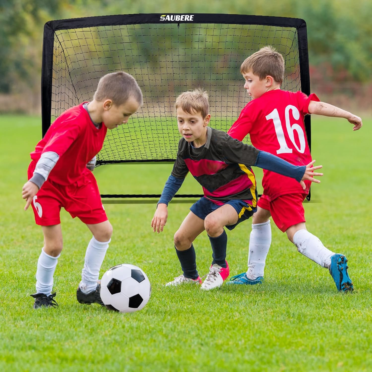 6x4 ft Kids Soccer Goals for Backyard Set of 2- Portable Pop Up Soccer Net for Backyard for Kids Toddler Youth, Soccer Training Equipment+ Soccer Goal Target, Ball and Cones, Outdoor Soccer Games