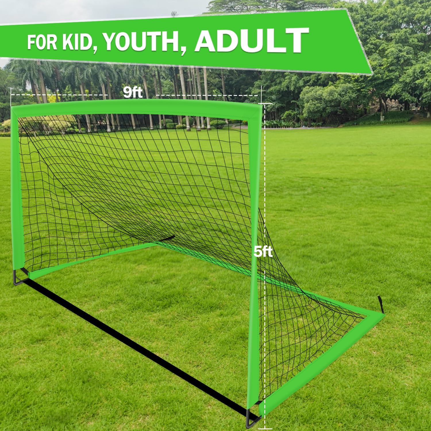 Portable Soccer Goal Net for Backyard, Indoor and Outdoor, with Stakes-6 Years +