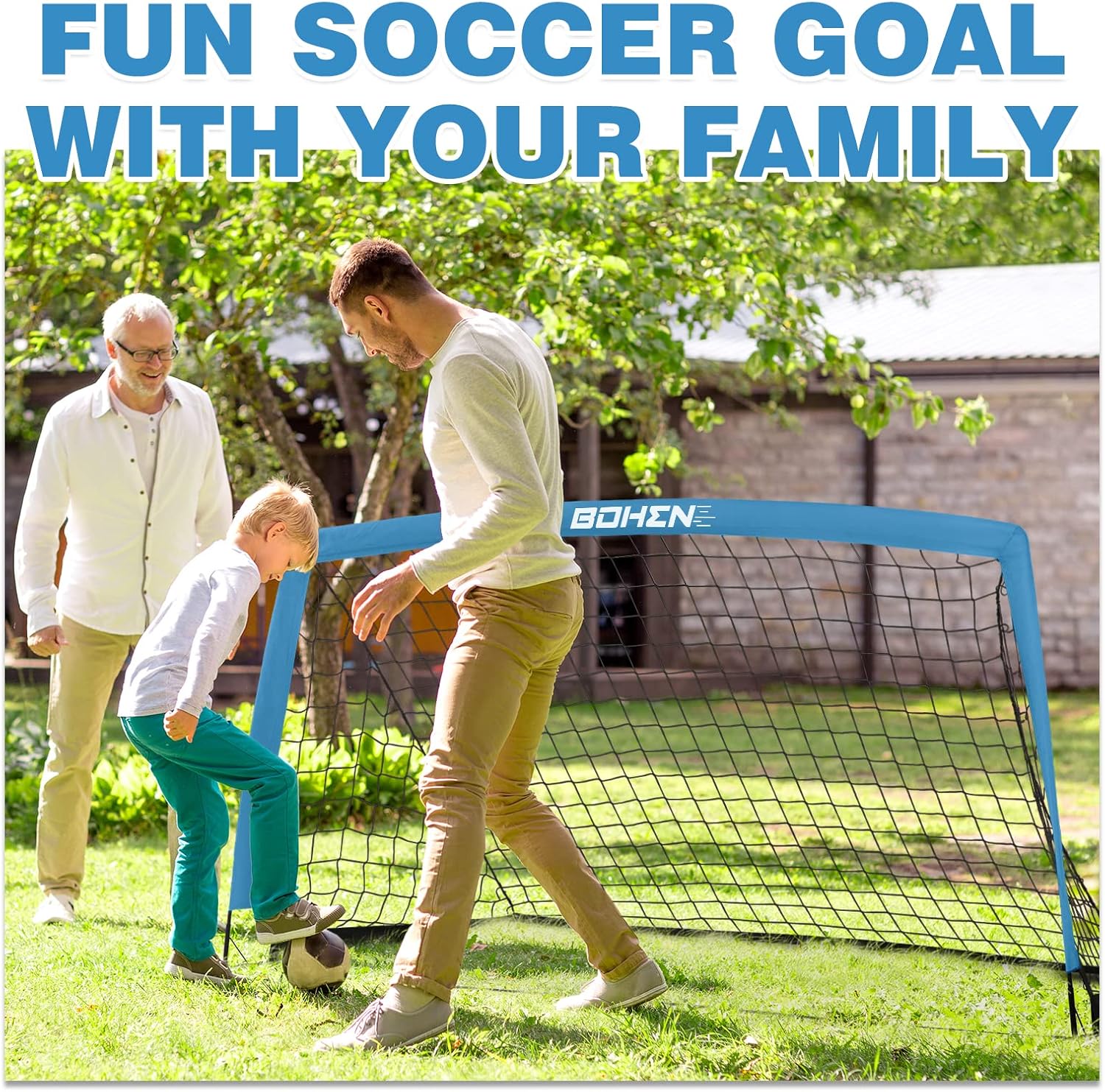 9x5FT Portable Large Soccer Goal for Kids Backyard with Carry Bag - Easy Assembly Lightweight Fun for Outdoor Indoor Training Games for Teen Youth Adult