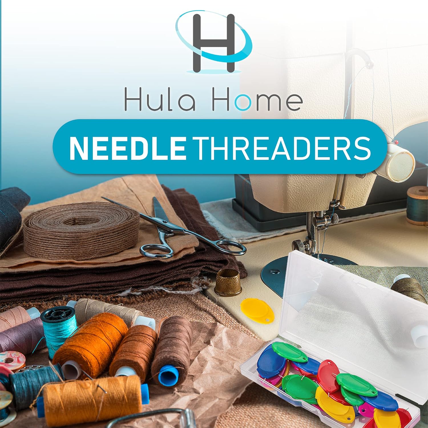 Hula Home Needle Threaders Set (30 pieces), Fits All Needle Sizes, Simple Wire Loop DIY Threader for Sewing & Crafting, with Case, 5 Colors