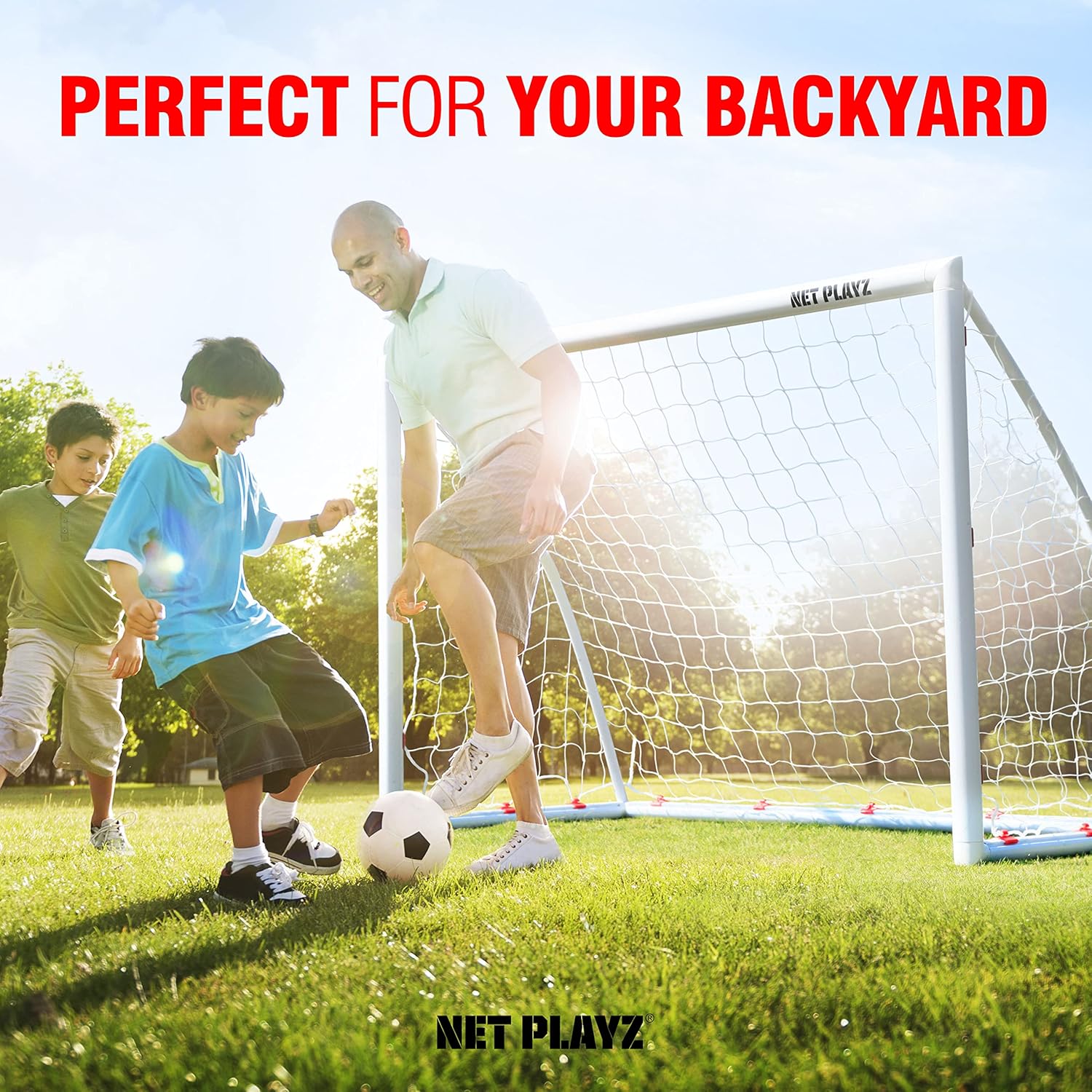 Soccer Goals for Backyard, Kids 6'x4' High-Strength Fast Set-Up | Football Gifts Age 3 4 5 6 7 8 9 10 11 12 13 14 Year Old Child Teens & Youth (Weatherproof), White (NOS32240A01)