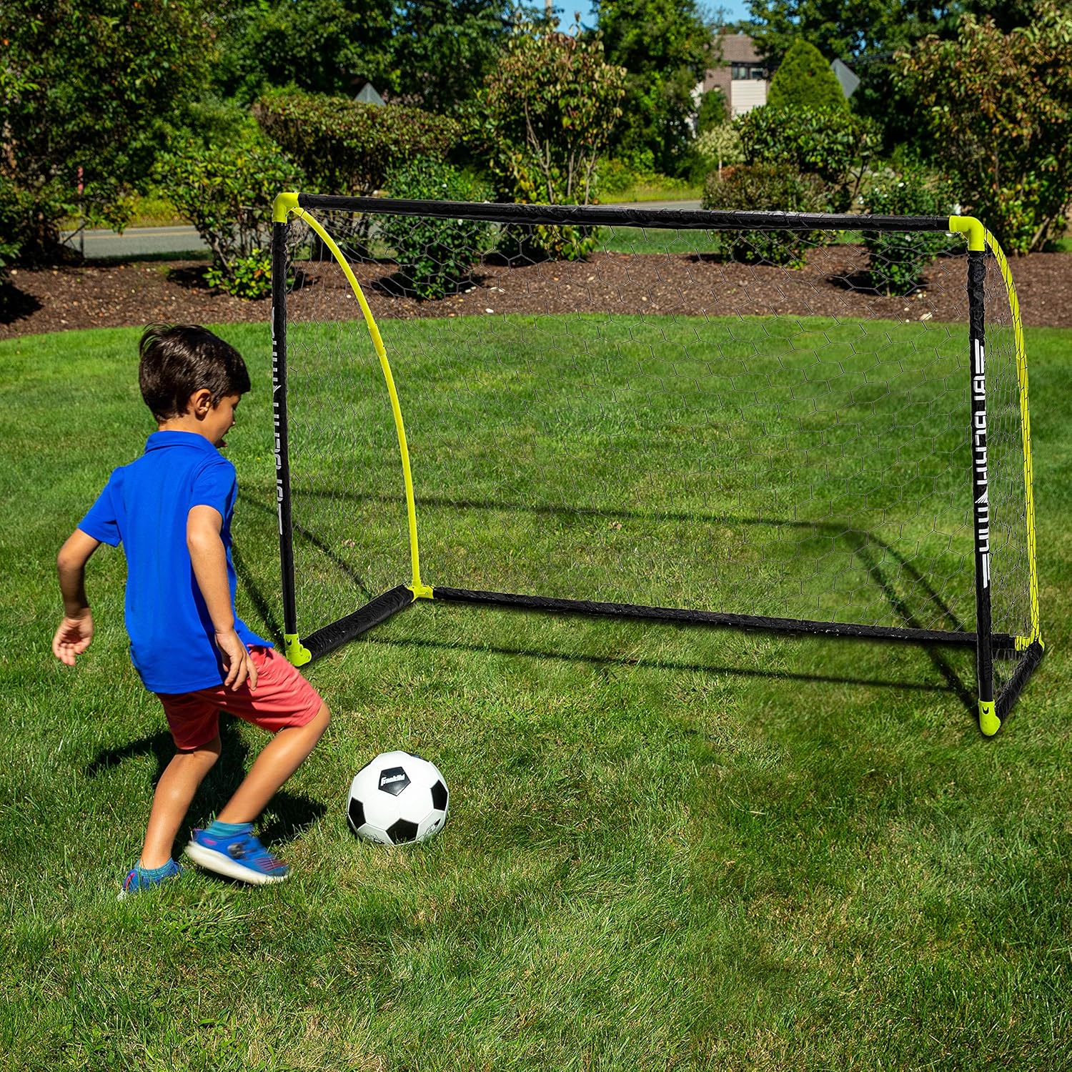 Franklin Sports Portable Soccer Goal - Kids Backyard Soccer Net - 6 x 4 Foot - All-Weather, Durable, Easy Storage - Blackhawk Goal